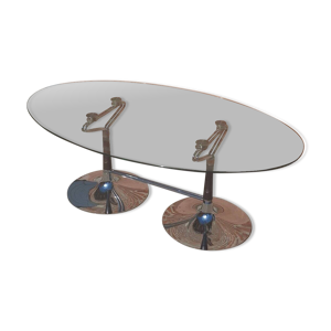 Table ovale Design années - chrome