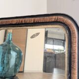 Louis-Philippe style mirror in black and gold flame wood - 96 x 66 cm