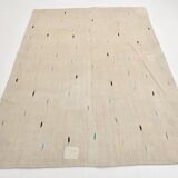 Tapis Kilim Minimaliste Beige Naturel à Motifs Ethniques, 164x225 Cm