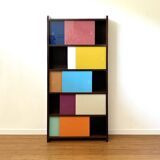 1960s bookcase in multi-colored tinted glass – Modular design