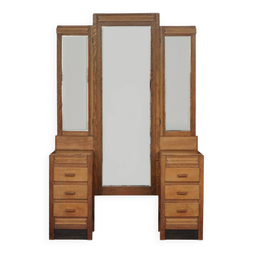 Coiffeuse Art Déco / École de La Haye en chêne. Années 1930