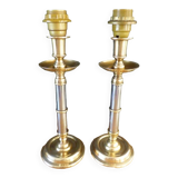 Set of 2 lamp bases in aluminum and copper