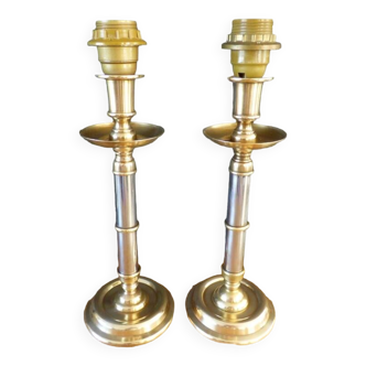 Set of 2 lamp bases in aluminum and copper
