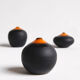 Trio of miniature black and orange ceramics Antonio Lampecco