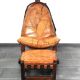 Fauteuil lounge brutaliste en chêne et ottoman, années 1970, lot de 2