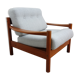 Teak danish chair with light grey upholstery