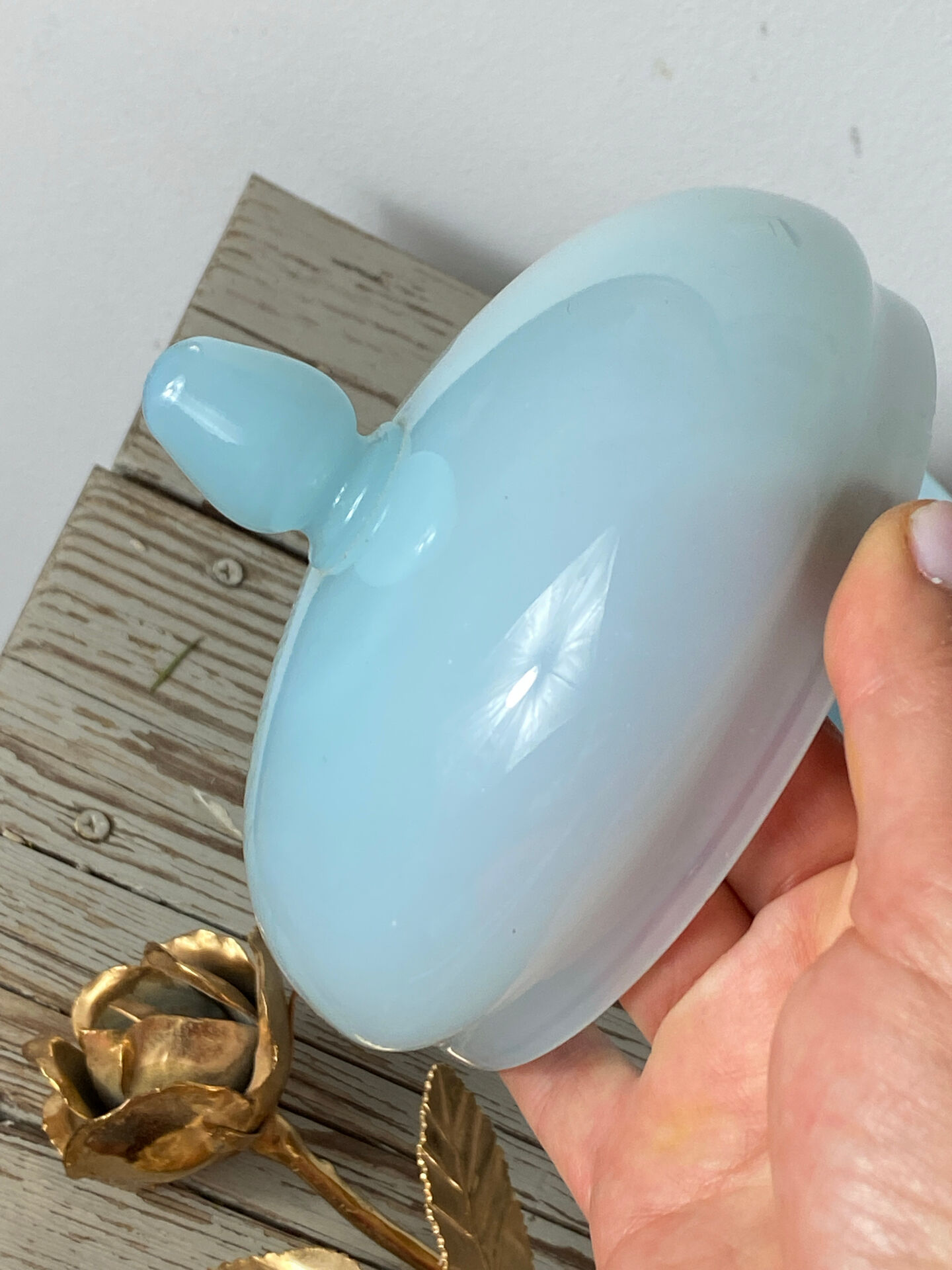 Blue opaline glass bonbonnière
