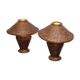 2 lamps of colonial type bamboo and wicker