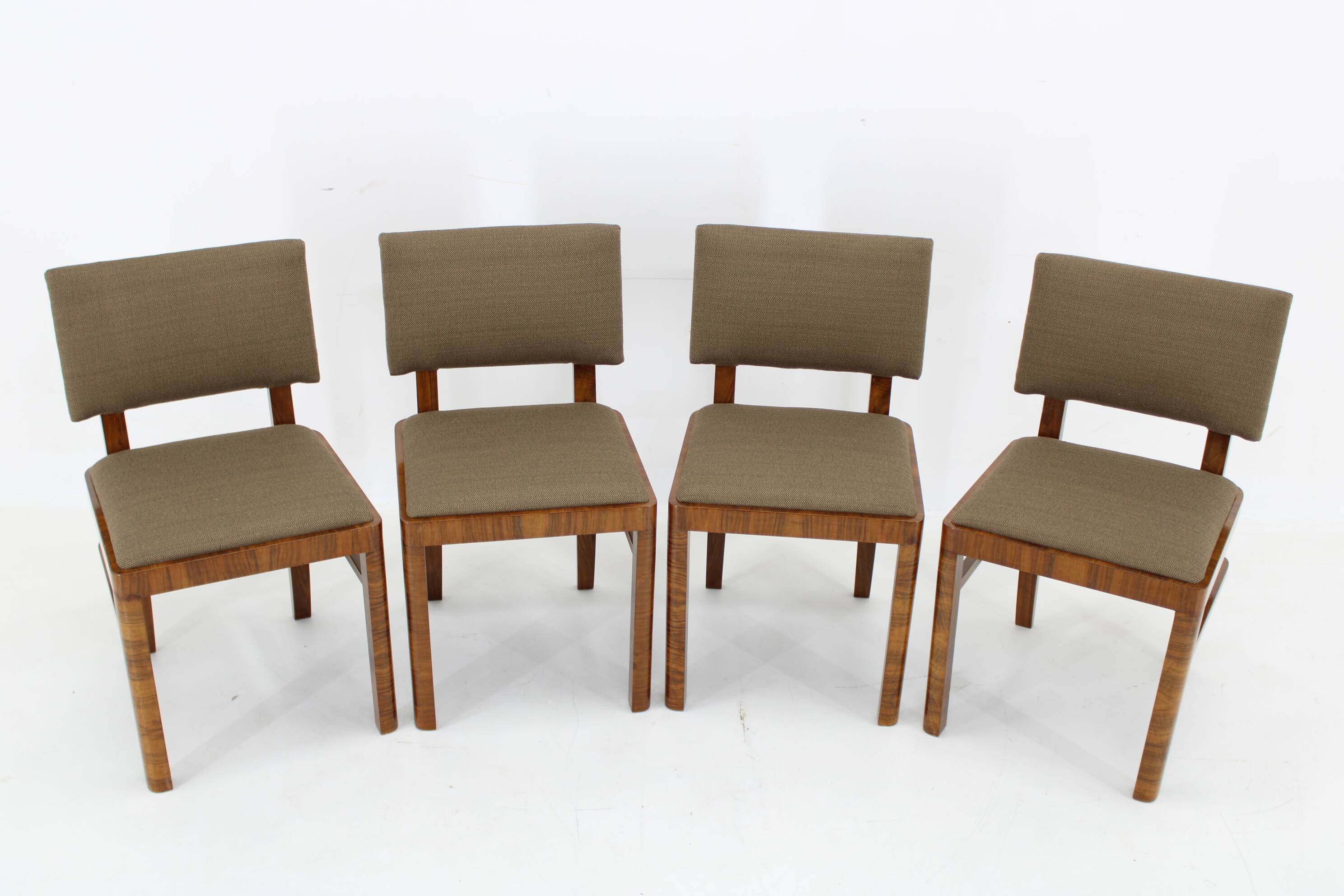 1930s Set of Four Restored Art Deco Dininng Chairs, Czechoslovakia