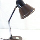Vintage articulated desk lamp in brown metal and chrome years 60/70