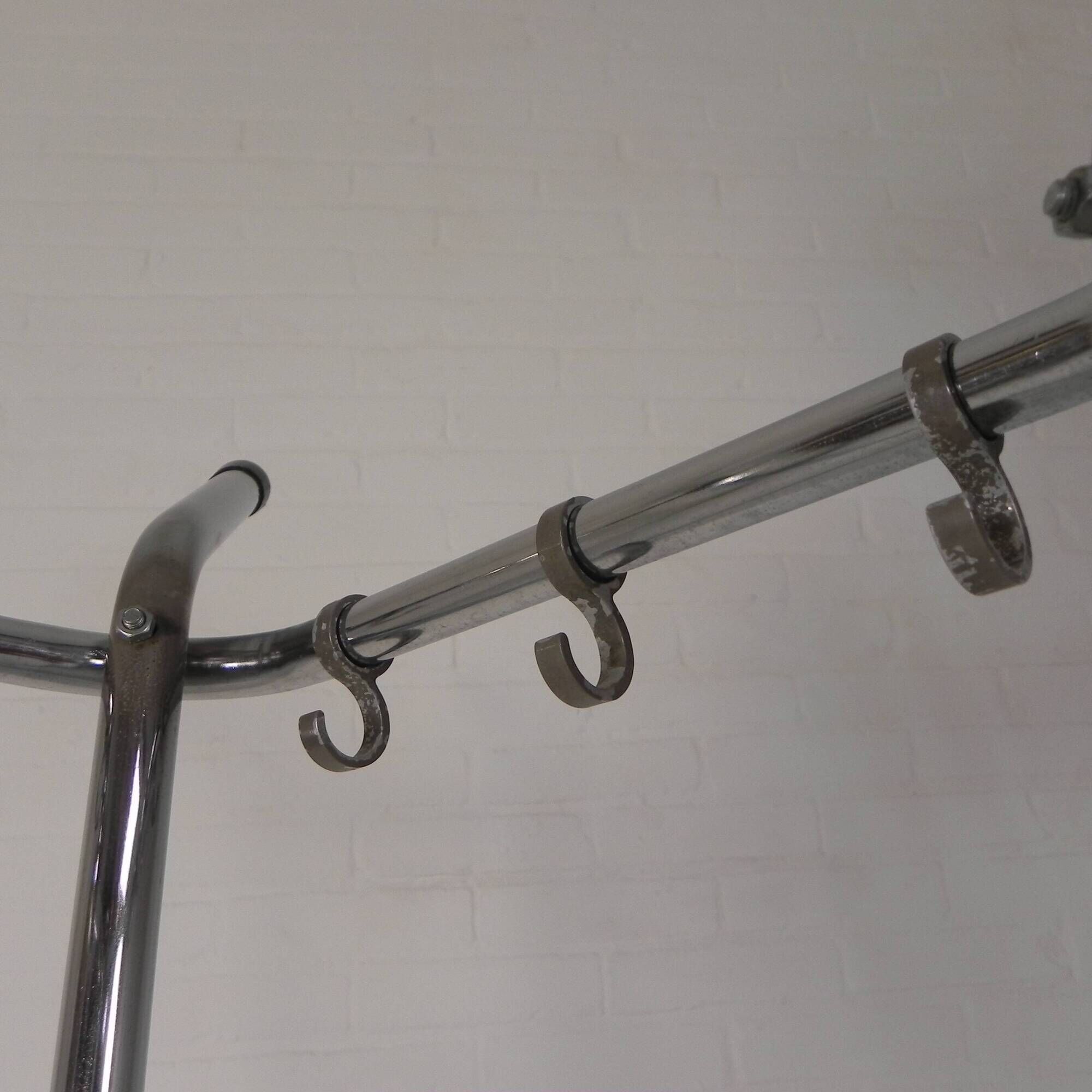 Freestanding Tubax coat rack with 4 tubes and 12 hooks, 1950s