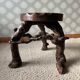 Brutalist tripod stool, vine legs, 1950s