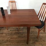Authentic Scandinavian table teak design1950 1960 feet spindles