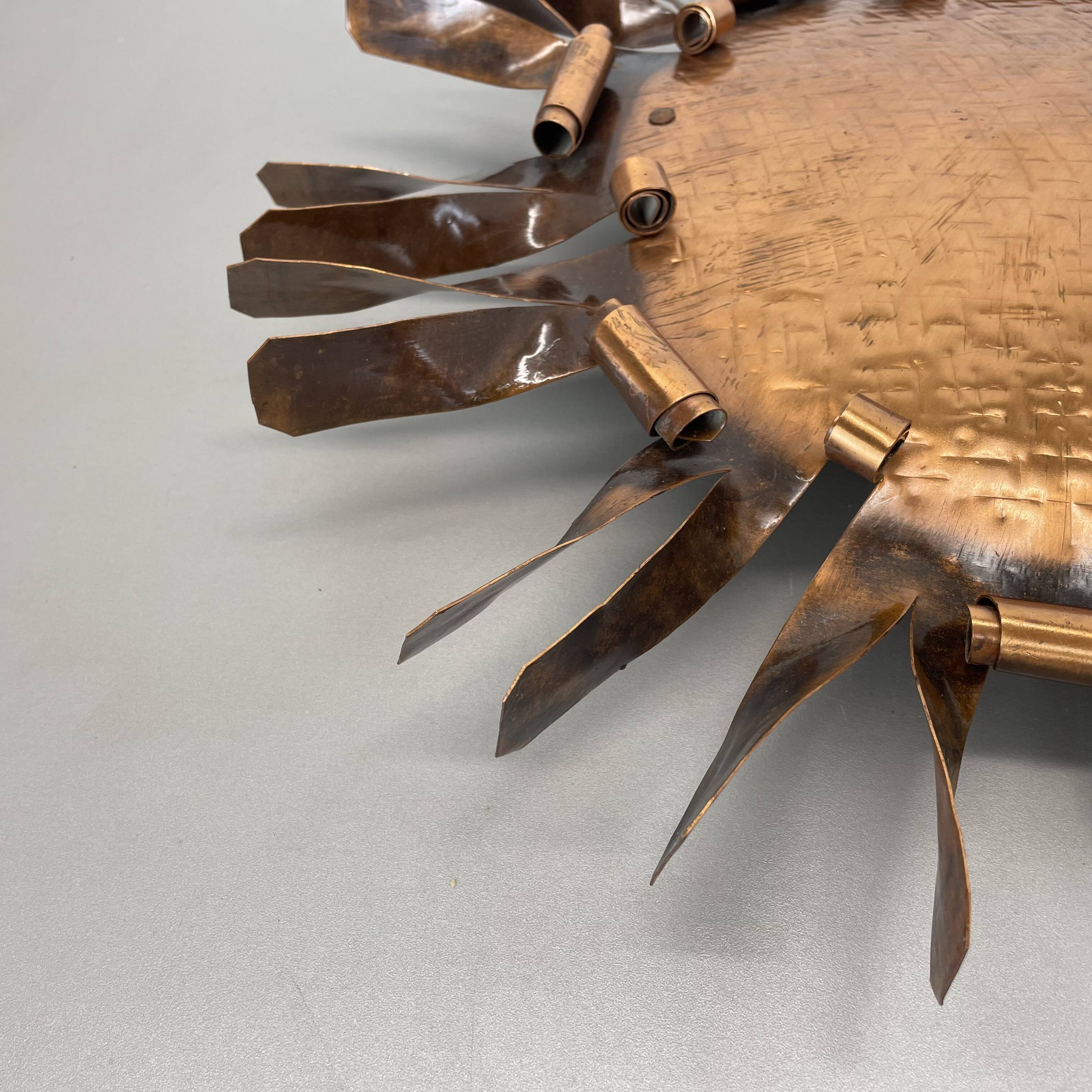 large 50cm solid copper Stilnovo Style Sunburst Theatre Wall Light , Italy