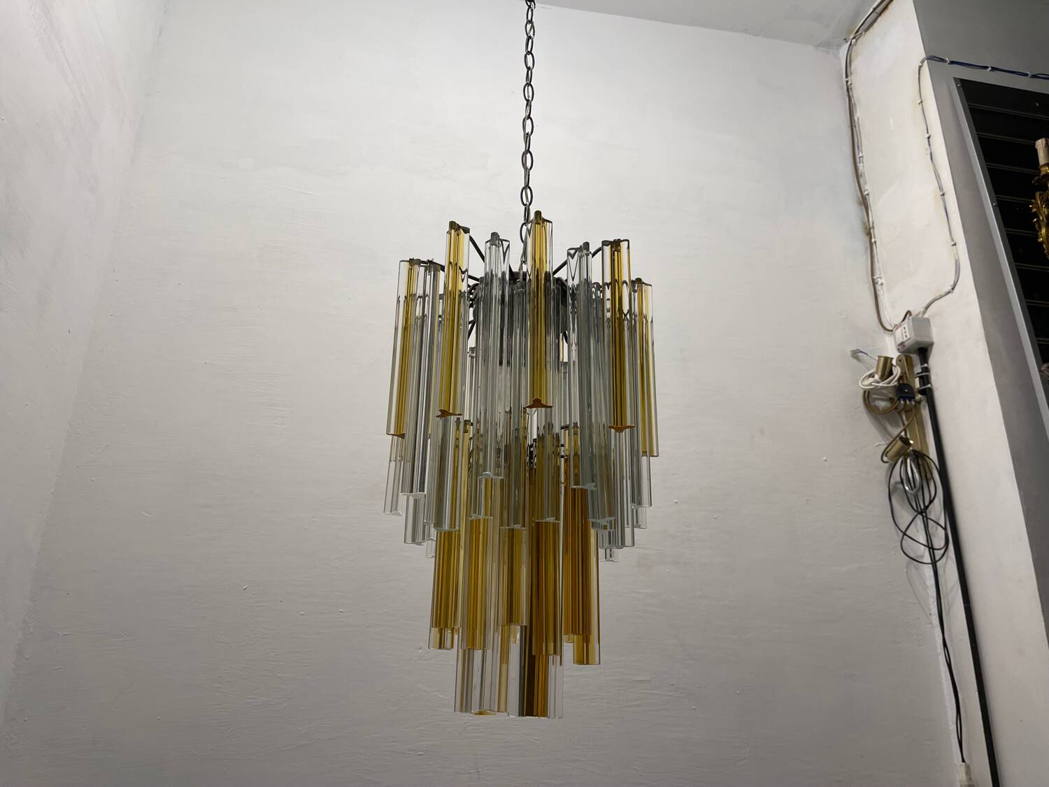 Italian Murano Glass Prism Trilobi Chandelier 1970’s