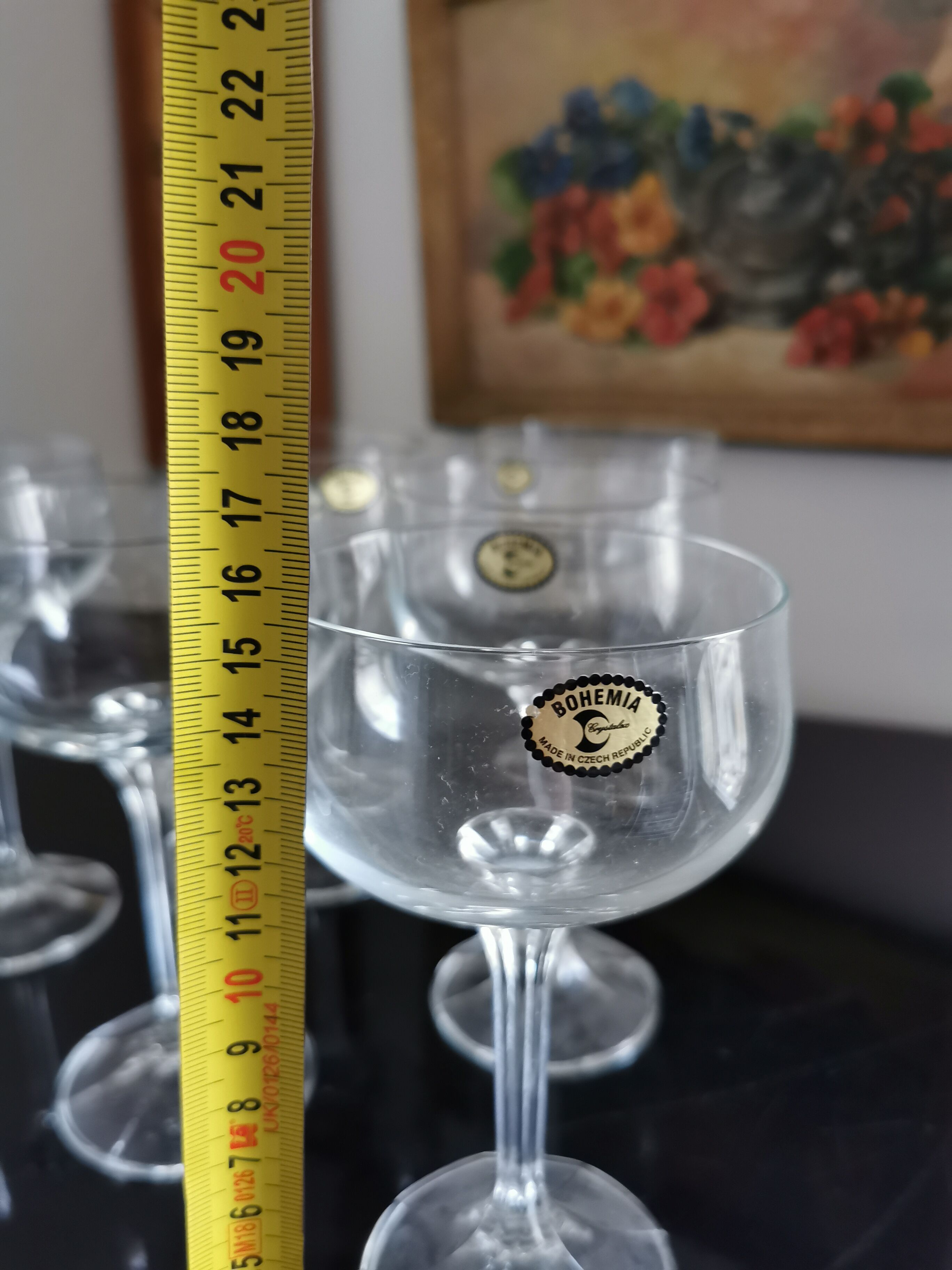 6 bohemian crystal champagne glasses