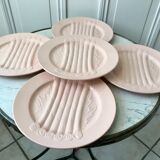 Set of 5 villeroy & boch pink asparagus plates in 50-60s