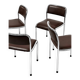 Set of 4 vintage dining chairs in chrome, brown faux leather, 1970s.