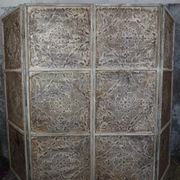 Screen - decorative panel in 3 wings - metal and wood rosettes