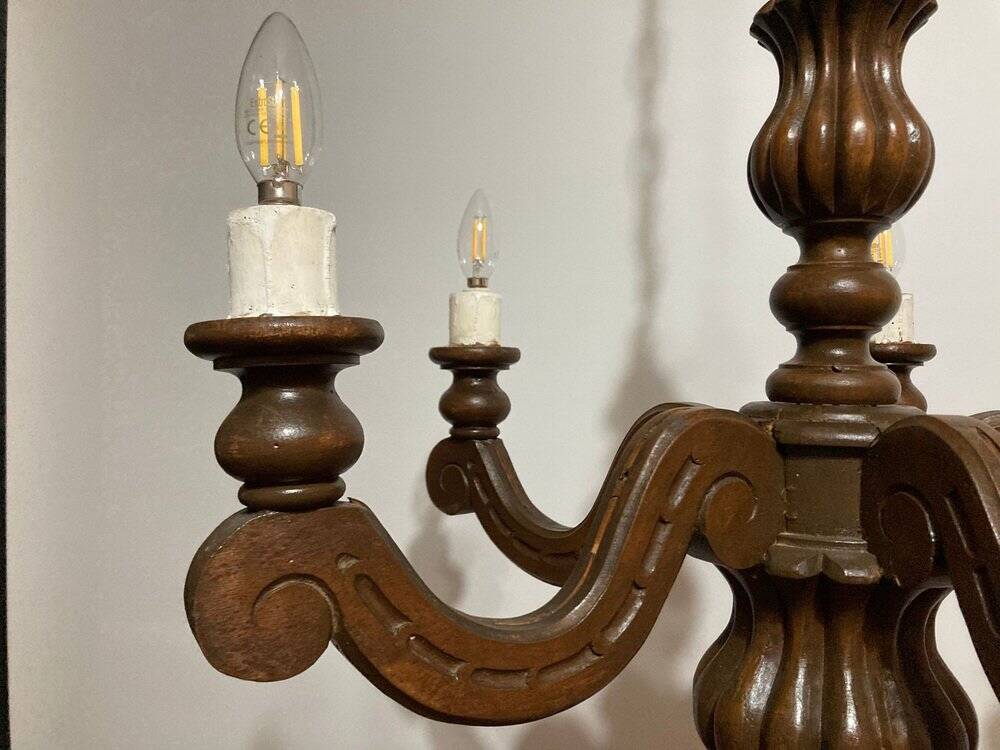 Louis XVI style wooden chandelier, 1890s