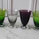 Set of 6 colored wine glasses feet flowers 60s-70s