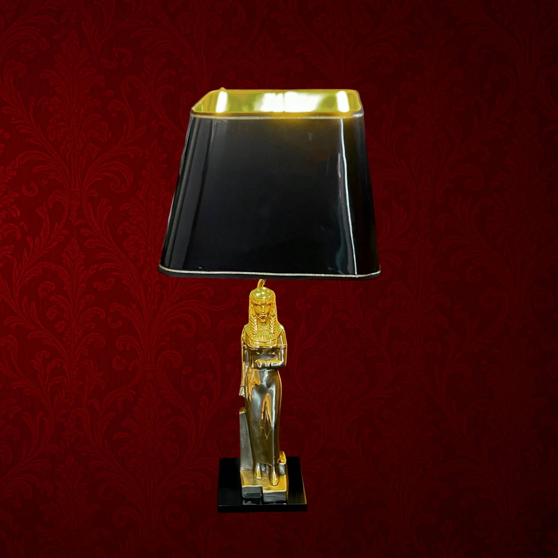 Massive table lamp of Egyptian woman in gilded metal – 1970s-1980s