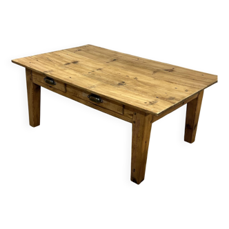 Solid wood farmhouse coffee table stripped