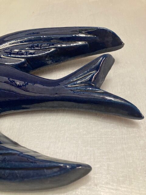 Midnight blue ceramic swallow
