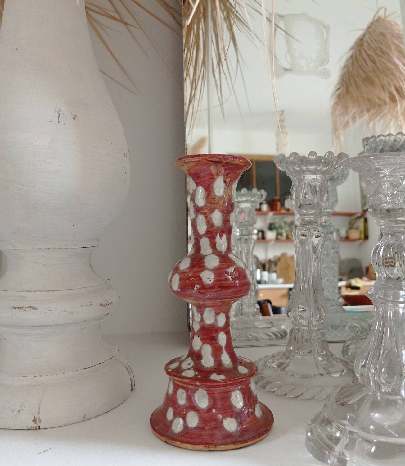 Ceramic polka dot candle holder