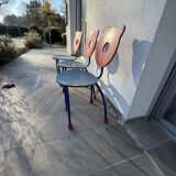 Set of 3 1980's Memphis style school chairs