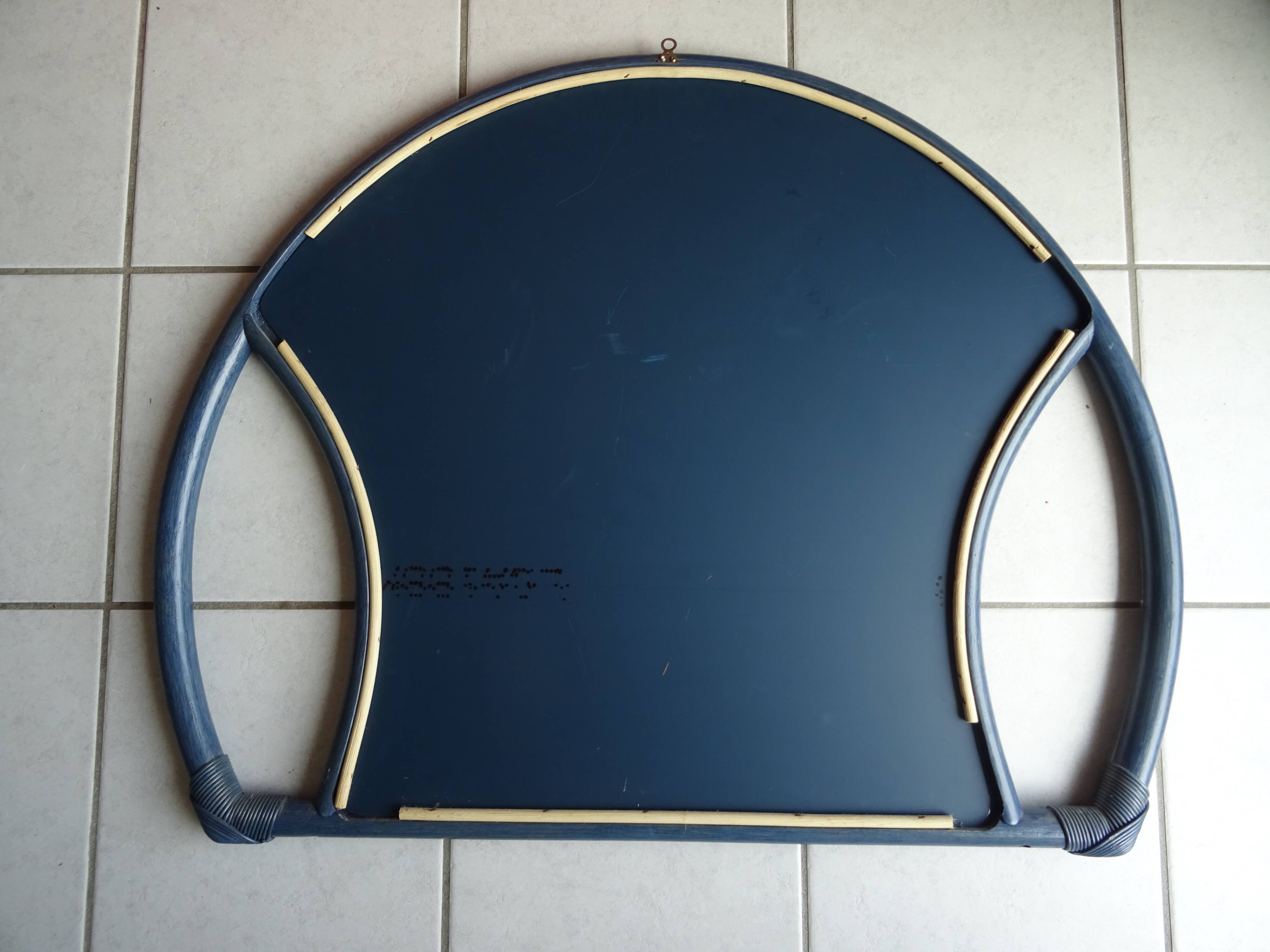 Bamboo mirror half circle 70/80s - 97x76cm