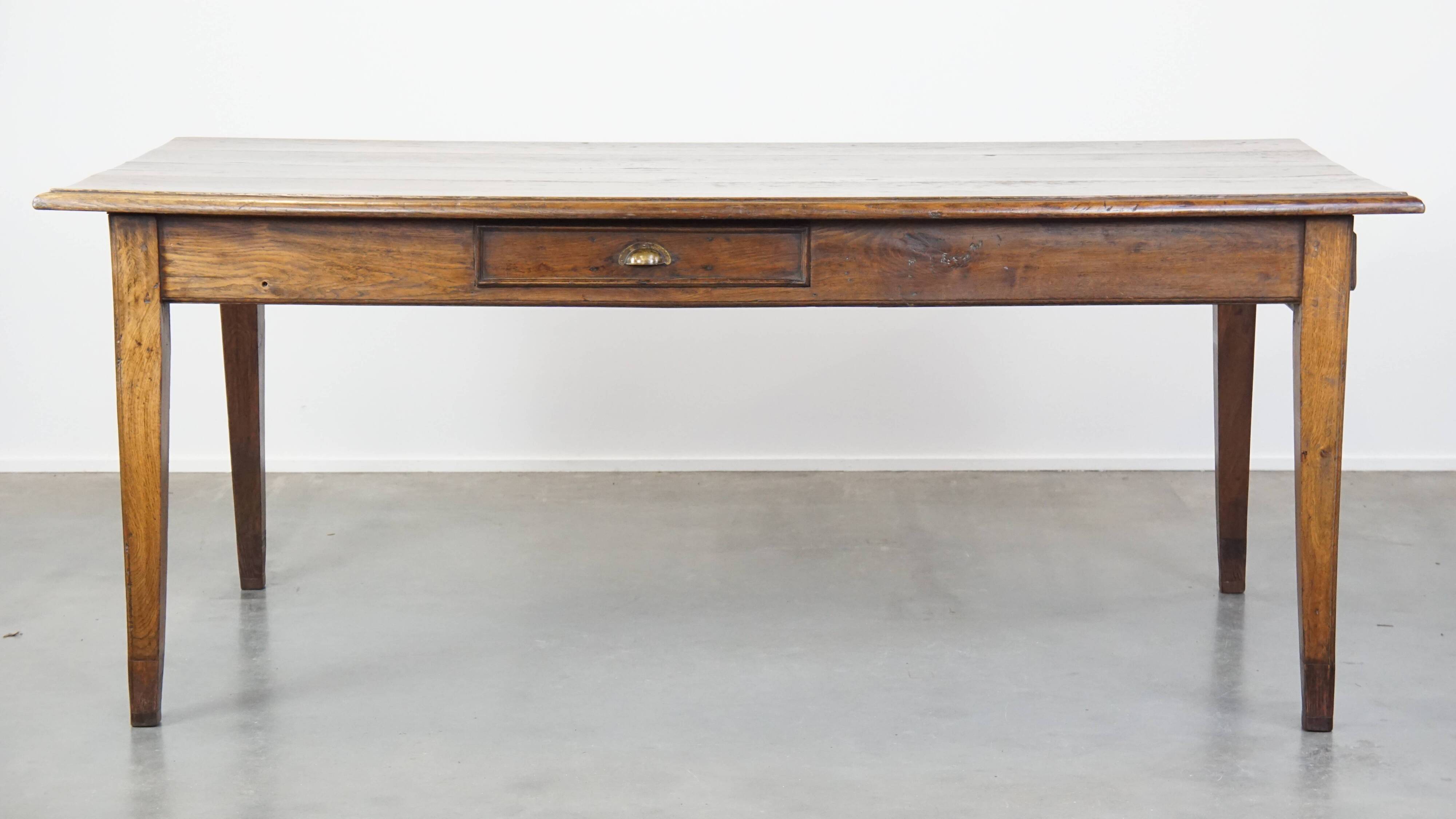 Antique French Oak Dining Table from the Early 19th Century with 2 Drawers