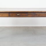 Table à manger ancienne en chêne français du début du XIXe siècle avec 2 tiroirs