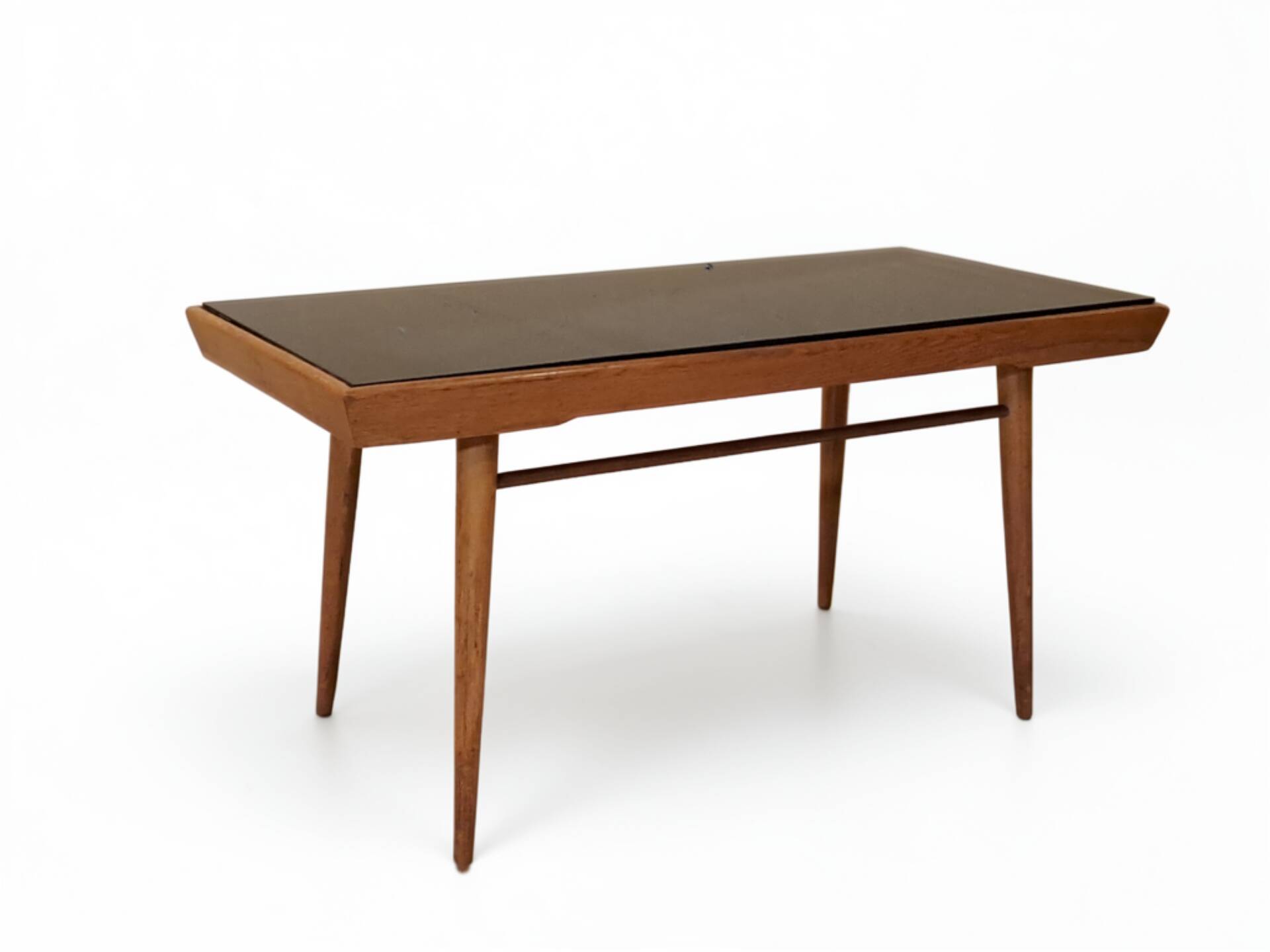 Table basse Tchécoslovaque 1960s, plateau verre noir