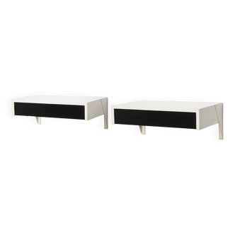 Set of two Martin Visser DD01 Bergeijk wall shelves with drawers for Spectrum, Netherlands 1956