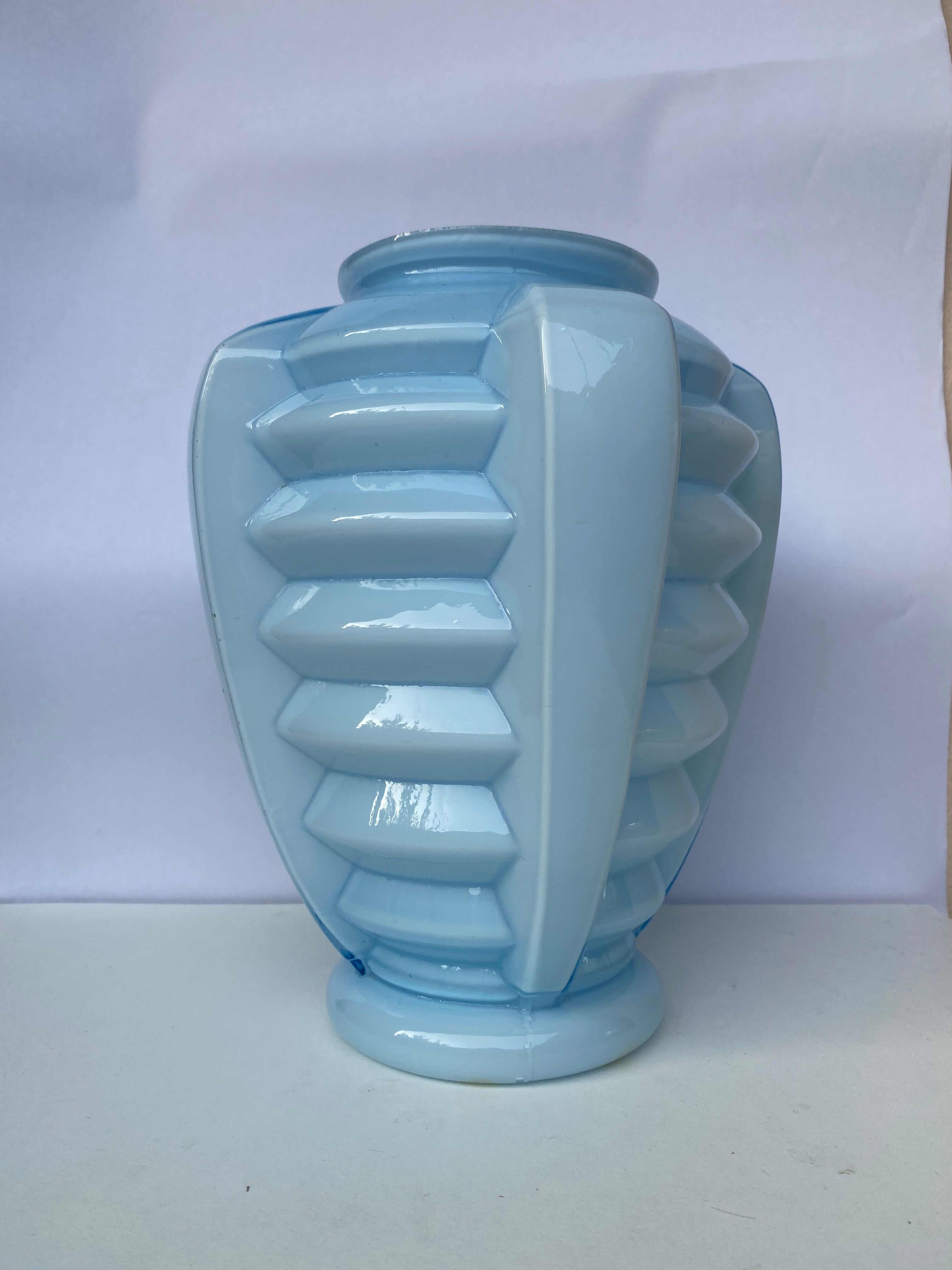 Passel-blue Art Deco vase in Skyscraper style