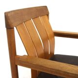 Set de 2 tables de fauteuils en cuir et en chêne, Ferdinand Lundqvist, Suède, 1960