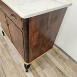 Mahogany burl dressing table with white marble top