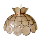 Suspension in pink mother-of-pearl and brass