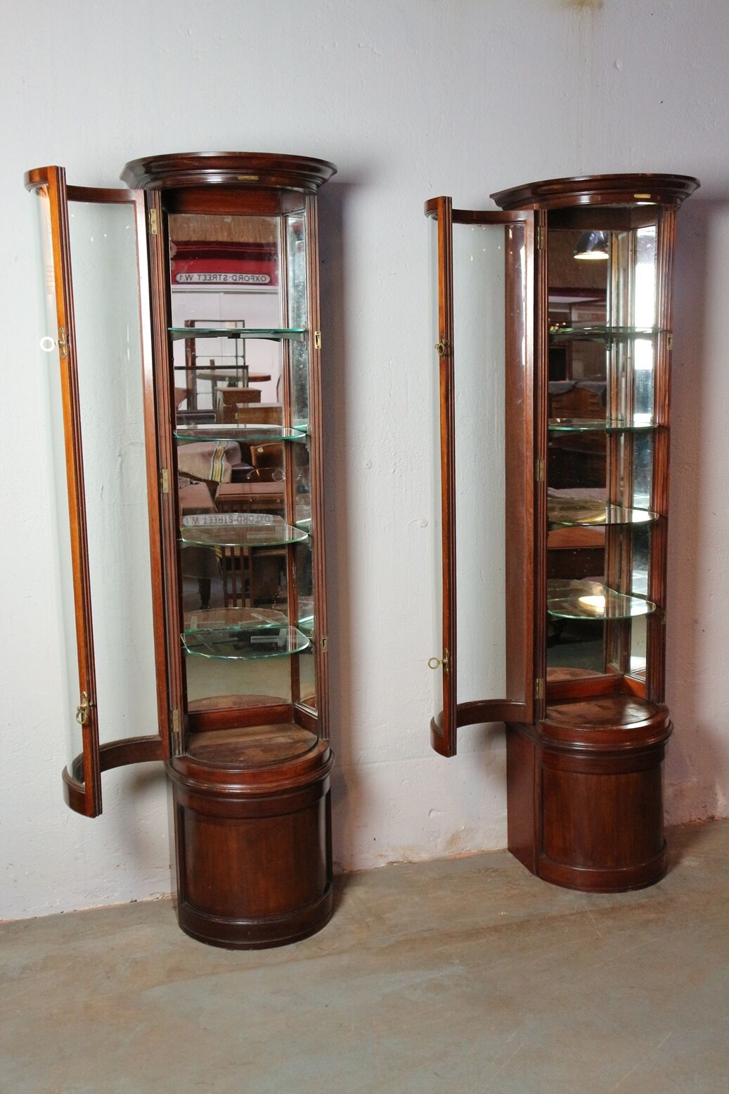 Set of 2 antique display cabinets