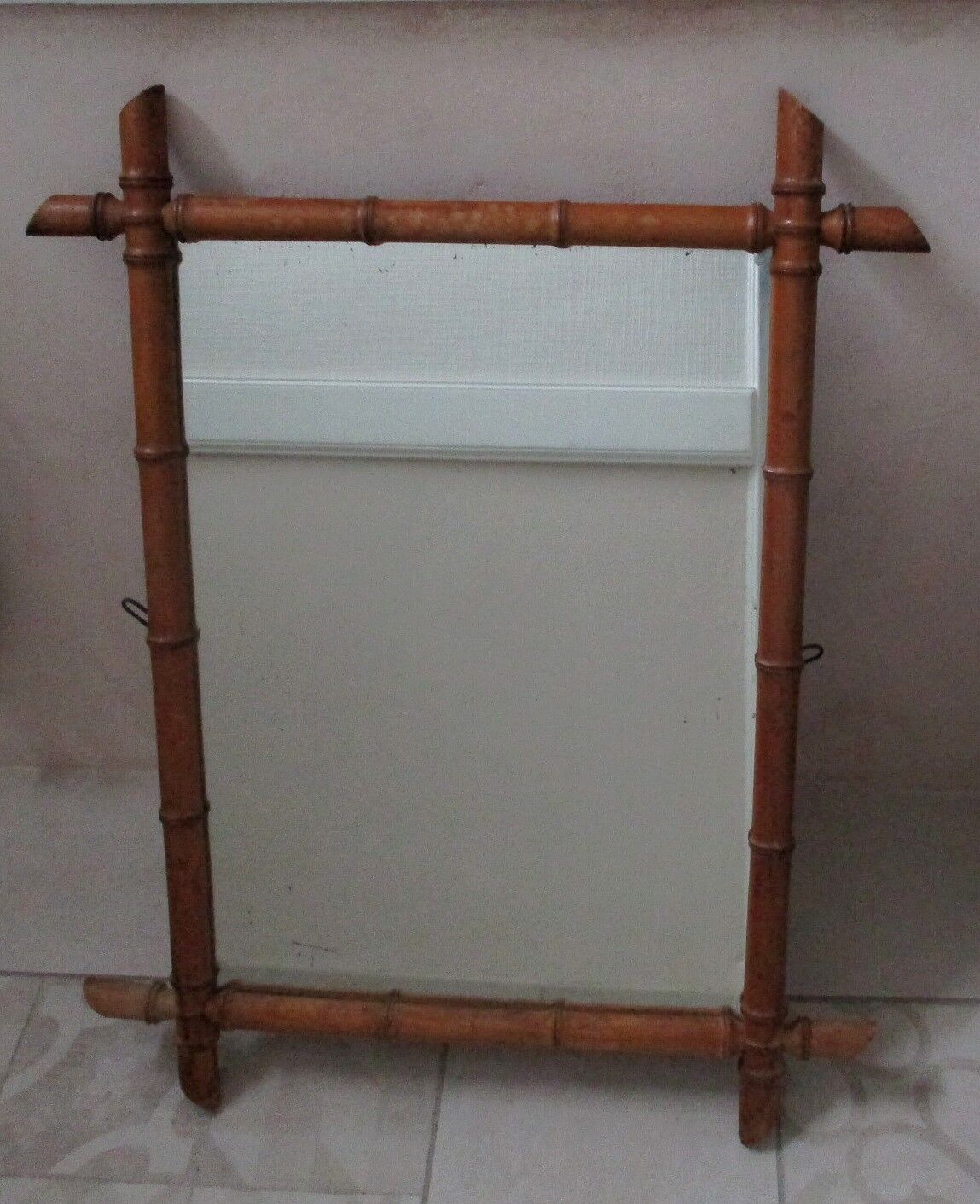 Large old mirror bamboo frame 69 X 87 cm