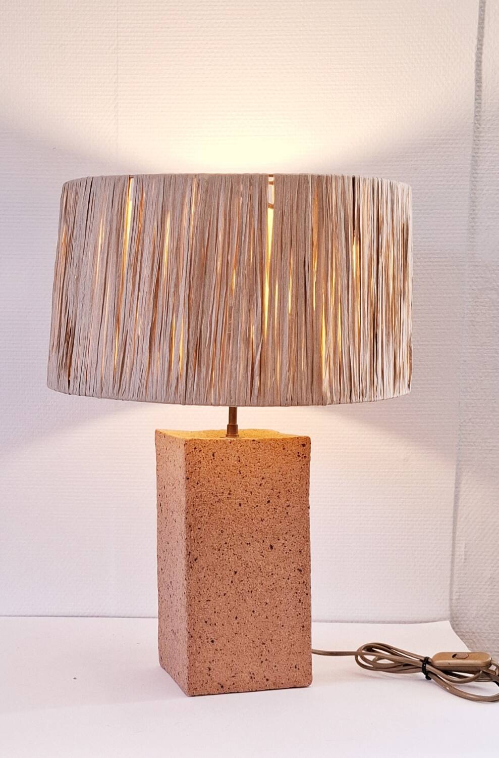 Large lamp in raw ceramic