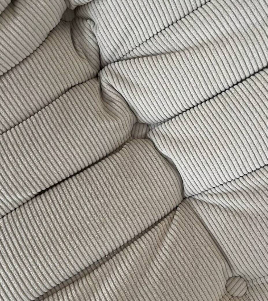 Beige velvet Togo armchair by Michel Ducaroy