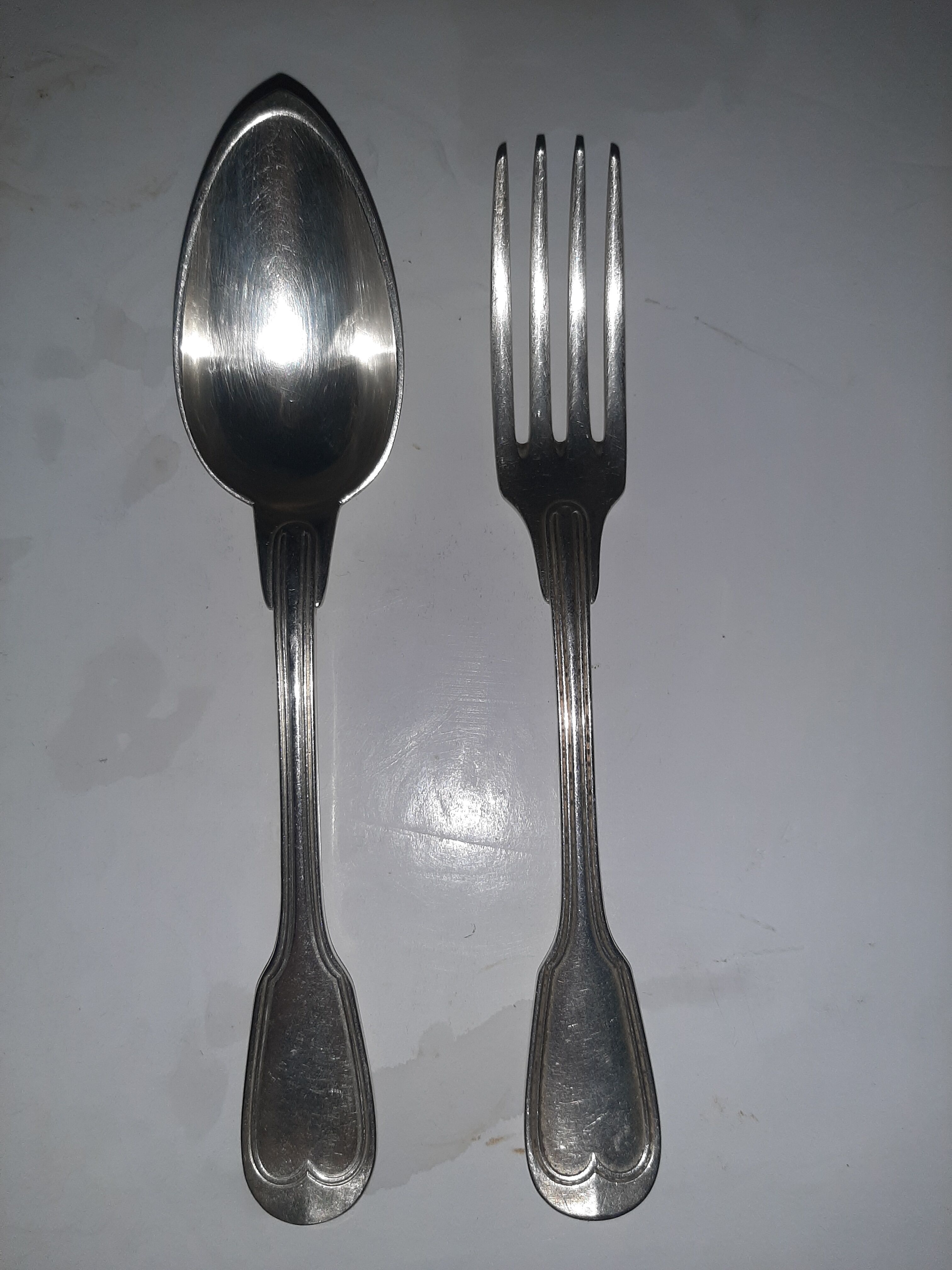 Antique silver monogram cutlery 'au filet' Christofle
