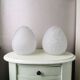 Set of 2 vintage white glass table lamps, 80s