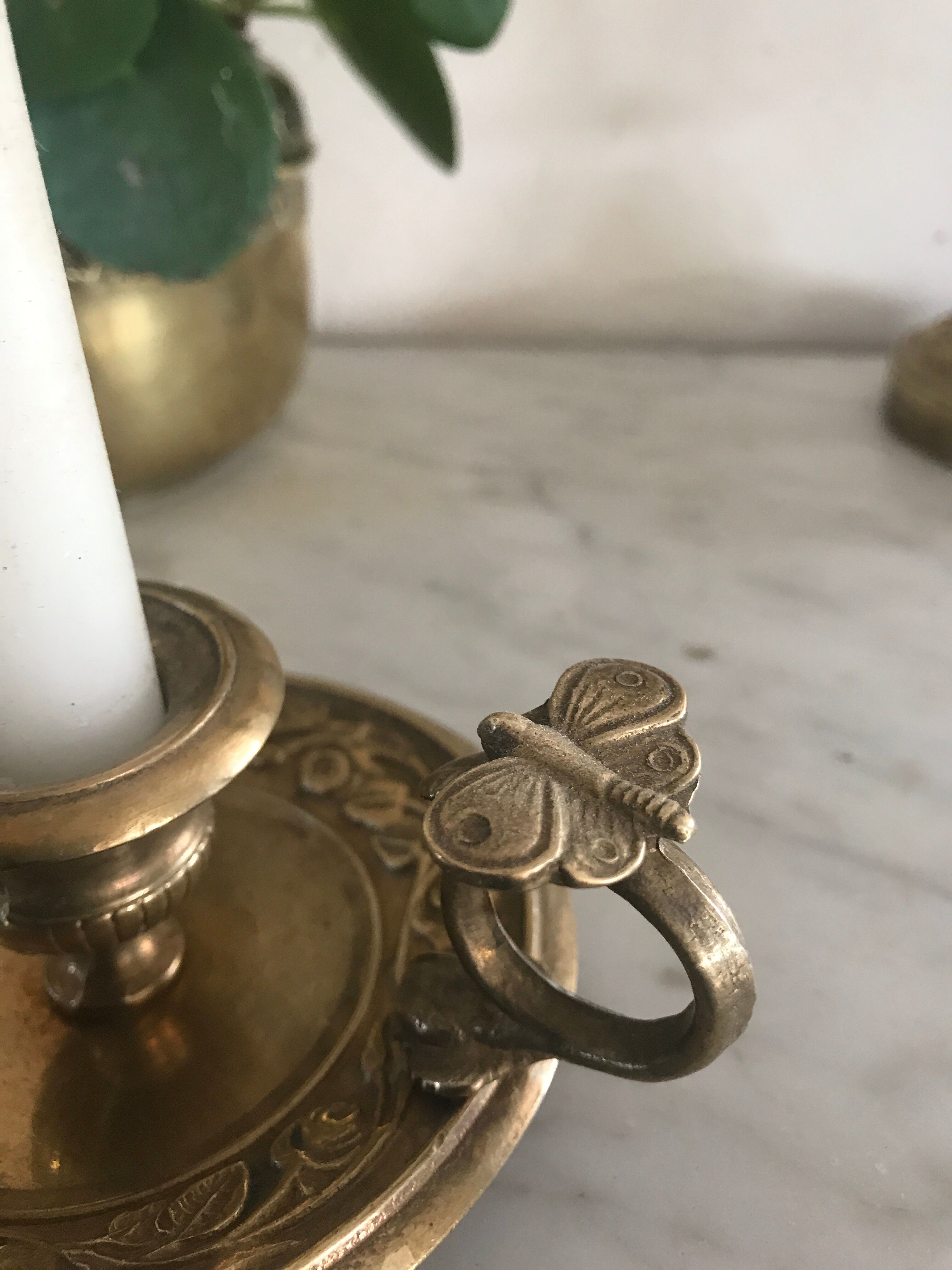 Art nouveau golden bronze candlestick