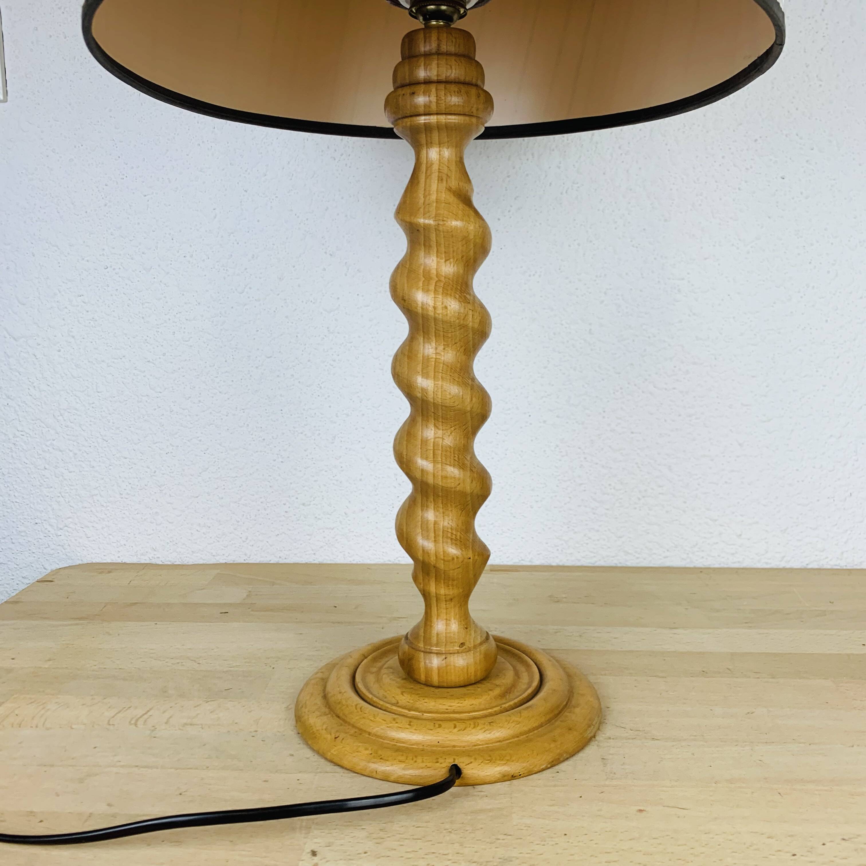 Turned wood lamp from the 70s