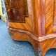 Curved support furniture in floral marquetry – Louis XV style, marble top, late 19th century.