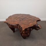 Brutalist coffee table in elm burl