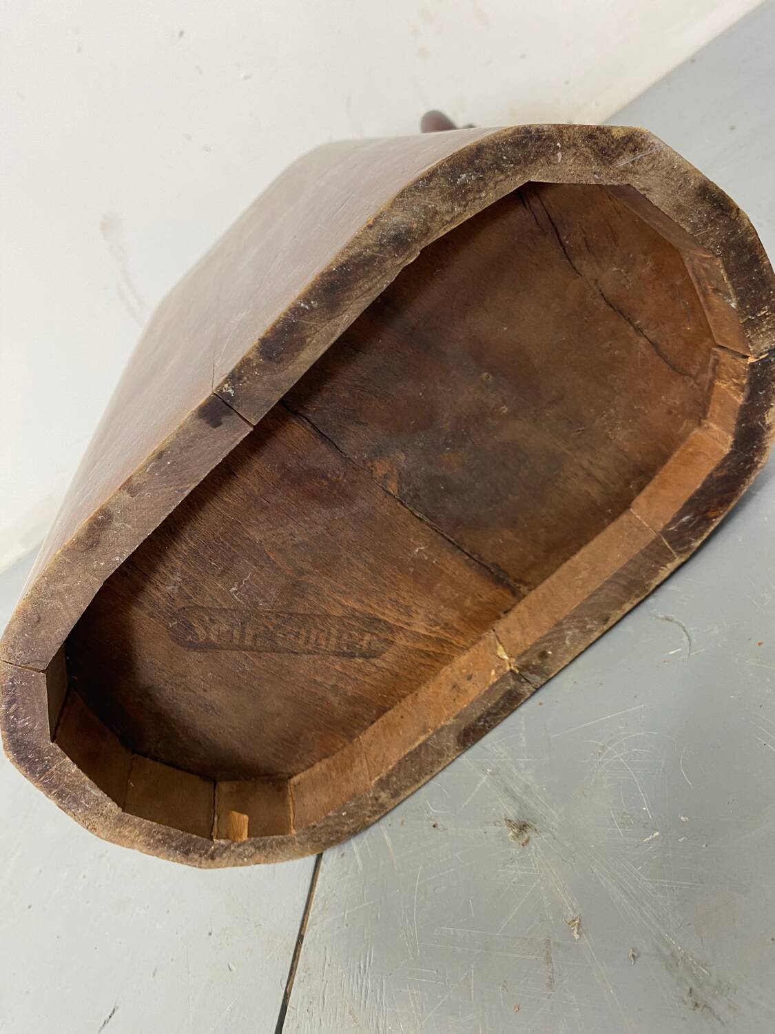 Mid-Century Modernist Italian Walnut Wooden Umbrella Stand, 1950s